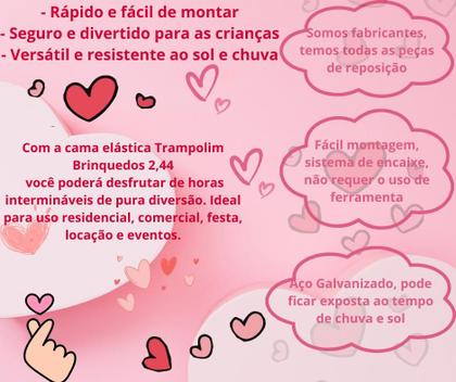 Imagem de Cama elástica 2,44 PINK com zíper na rede