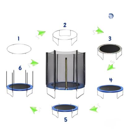 Imagem de Cama elastica circualr infantil 180cm azul aço galvanizado