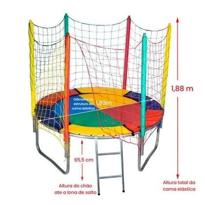 Imagem de Cama Elástica de 1,83m Nacional Lona Colorida ChicoPlay