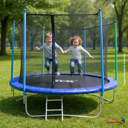 Imagem de Cama Elástica Infantil 305cm Pula Pula Grande Com Rede de Proteção Escada Resistente