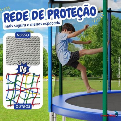 Imagem de Cama Elástica Infantil 305cm Pula Pula Grande Com Rede de Proteção Escada Resistente