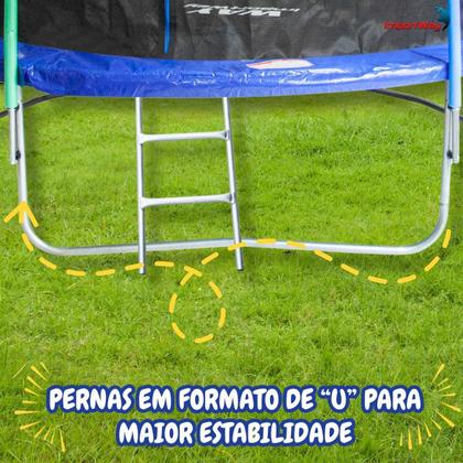 Imagem de Cama Elástica Infantil 366cm Pula Pula Trampolim Grande Com Rede de Proteção e Escada Resistente