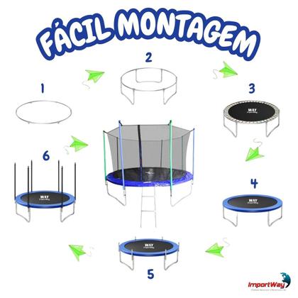Imagem de Cama Elástica Infantil 366cm Pula Pula Trampolim Grande Com Rede de Proteção e Escada Resistente