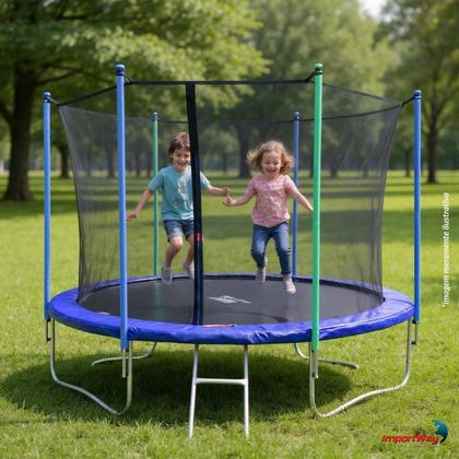 Imagem de Cama Elástica Infantil 366cm Pula Pula Trampolim Grande Com Rede de Proteção e Escada Resistente