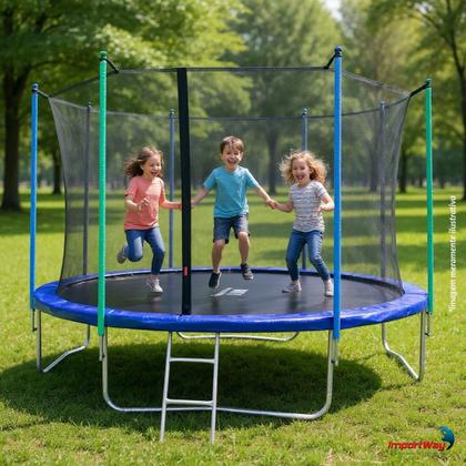 Imagem de Cama Elástica Infantil Grande 427cm Com Rede de Proteção e Escada Pula Pula Completo