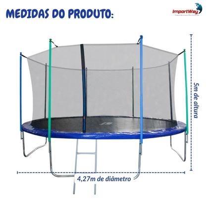 Imagem de Cama Elástica Infantil Grande 427cm Com Rede de Proteção e Escada Pula Pula Completo