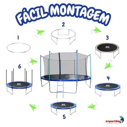 Imagem de Cama Elástica Infantil Grande 427cm Com Rede de Proteção e Escada Pula Pula Completo