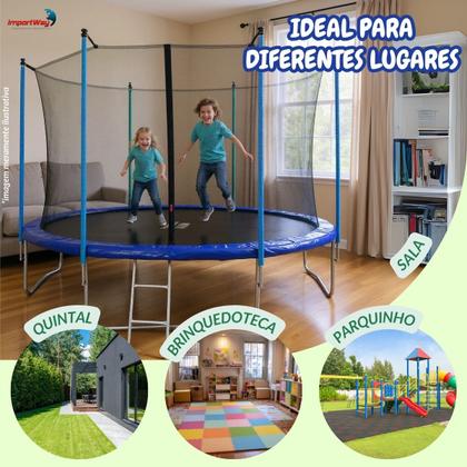 Imagem de Cama Elástica Infantil Grande 427cm Com Rede de Proteção e Escada Pula Pula Completo