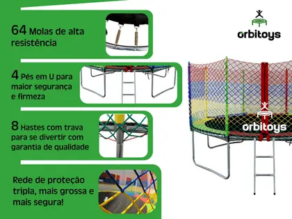 Imagem de Cama Elástica Infantil Pula Pula Trampolim 3,05 M Playground Orbitoys