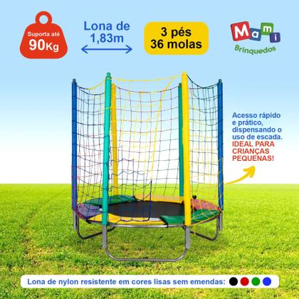 Imagem de Cama Elástica Pula Pula 1,83m Lona Preta s/ Emenda PapiBrink