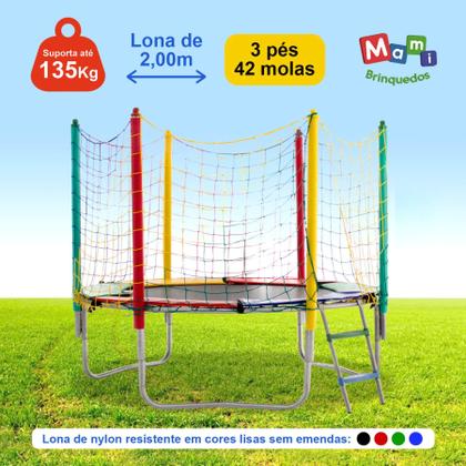 Imagem de Cama Elástica Pula Pula 2,00m Lona Preta s/ Emenda PapiBrink