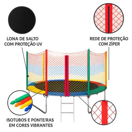 Imagem de Cama Elástica Pula Pula 2,44 Suporta 270Kg Alta resistência Rede com Zíper