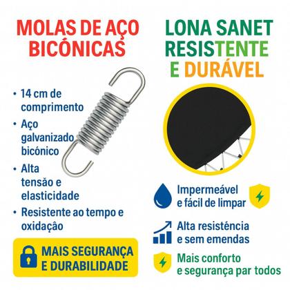 Imagem de Cama Elástica Pula Pula 2,44 Suporta 270Kg Alta resistência Rede com Zíper