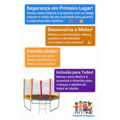 Imagem de Cama Elástica Pula Pula 2,44 Suporta 270Kg Alta resistência Rede com Zíper