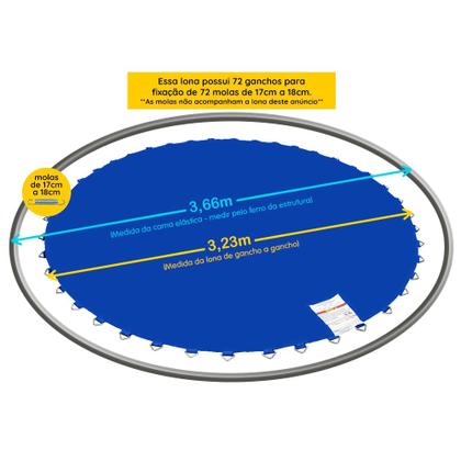 Imagem de Cama Elástica Pula Pula 3,66m Lona Cores Lisas sem Emenda - PapiBrink.