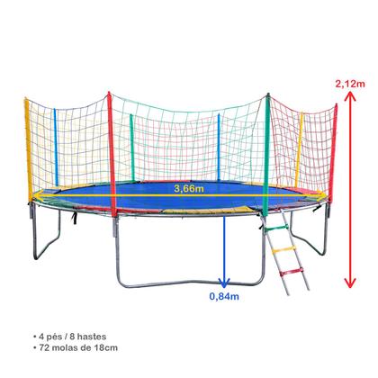 Imagem de Cama Elástica Pula Pula 3,66m Lona Cores Lisas sem Emenda - PapiBrink.