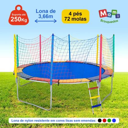 Imagem de Cama Elástica Pula Pula 3,66m Lona Cores Lisas sem Emenda - PapiBrink.