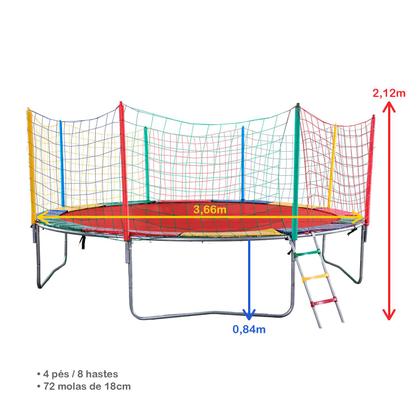 Imagem de Cama Elástica Pula Pula 3,66m Lona Cores Lisas sem Emenda - PapiBrink.