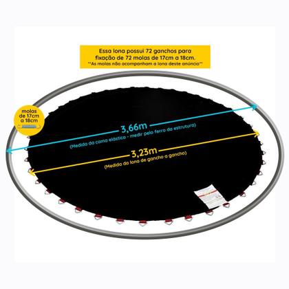 Imagem de Cama Elástica Pula Pula 3,66m Lona Cores Lisas sem Emenda - PapiBrink.