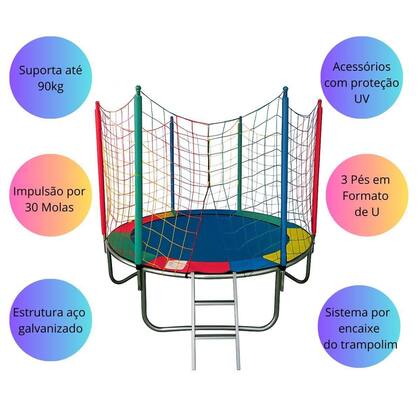 Imagem de Cama Elástica Pula Pula Trampolim 1,83m Infantil Premium