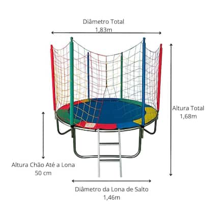 Imagem de Cama Elástica Pula Pula Trampolim 1,83m Infantil Premium