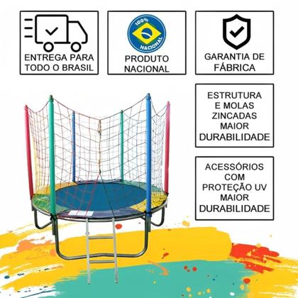 Imagem de Cama Elástica Pula Pula Trampolim 1,83m Infantil Suporta Até 60kg