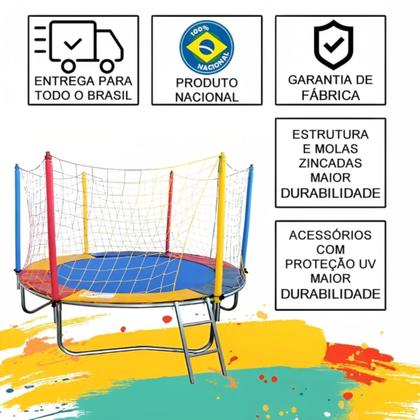 Imagem de Cama Elástica Pula Pula Trampolim 2,30m   Infantil Colorida