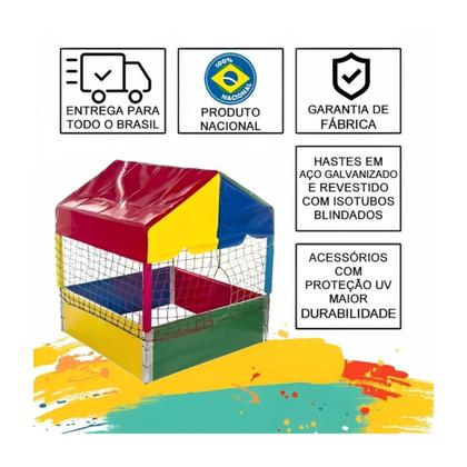 Imagem de Cama Elástica Pula Pula Trampolim 2,30m + Piscina de Bolinhas Quadrada 1,00m + Escorregador Médio Premium