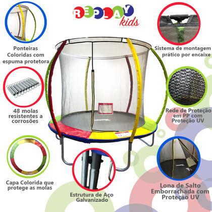 Imagem de Cama Elástica Pula Pula Trampolim 2,44m com Rede Replay Kids