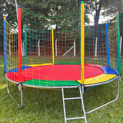 Imagem de Cama Elástica Pula Pula Trampolim 3,05m Grande Infantil Colorida Premium Rotoplay Brinquedos