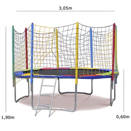 Imagem de Cama Elástica Pula Pula Trampolim 3,05m Grande Infantil Colorida Premium Rotoplay Brinquedos