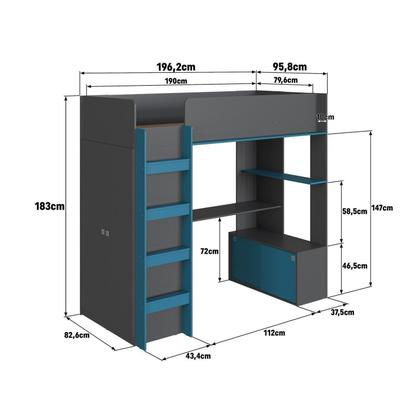 Imagem de Cama Elevada Multifuncional com Armário e Escrivaninha