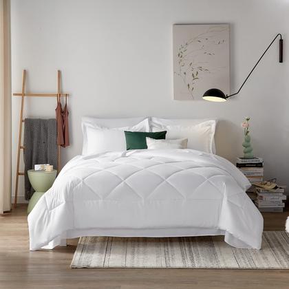 Imagem de Cama em uma bolsa CozyLux King White com edredom, lençóis de 7 peças