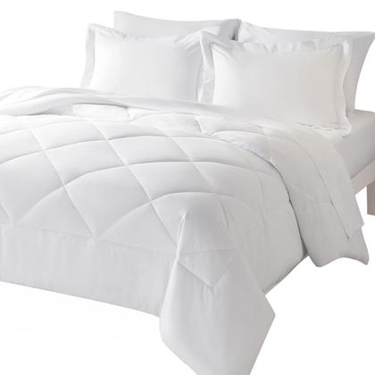 Imagem de Cama em uma bolsa CozyLux King White com edredom, lençóis de 7 peças