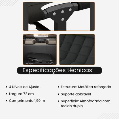 Imagem de Cama Espreguiçadeira Portátil Reclinável Dobrável 4 Posições