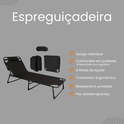 Imagem de Cama Espreguiçadeira Portátil Reclinável Dobrável 4 Posições
