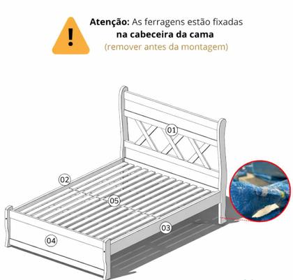 Imagem de Cama Gramado 1,60 Madeira Maciça Marrom/Mogno Mel