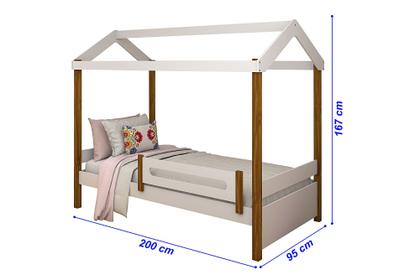 Imagem de Cama heliz c/auxiliar branco/mel e luzes, pés em madeira