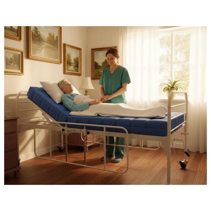 Imagem de Cama Hospitalar 3 Movimentos Manual até 150 kg Com Rodinhas 02 manivelas Recuperação Grade e Colchão D33