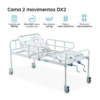 Imagem de Cama Hospitalar Com Colchão Impermeável Fawler 2 Manivelas