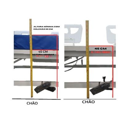 Imagem de Cama Hospitalar Elétrica 8 Movimentos Motorizada Com Elevação de Altura do Leito e Colchão