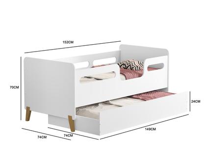 Imagem de Cama Infantil Bicama Auxiliar Cecilia Grade Proteção Montessoriana para Quarto com 02 Colchões Incluso