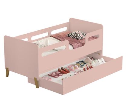 Imagem de Cama Infantil Bicama Auxiliar Cecilia Grade Proteção Montessoriana para Quarto com 02 Colchões Incluso