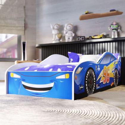 Imagem de Cama Infantil Carro Com Grade Proteção E Colchão Azul
