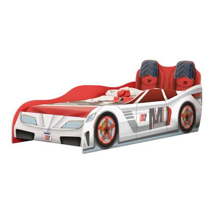 Imagem de Cama Infantil Carros Fast Car Branco/ Vermelho Móveis Estrela
