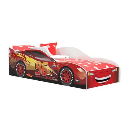 Imagem de Cama Infantil Carros Montessoriana em MDF Com Colchão e Grades para Quarto de Menino