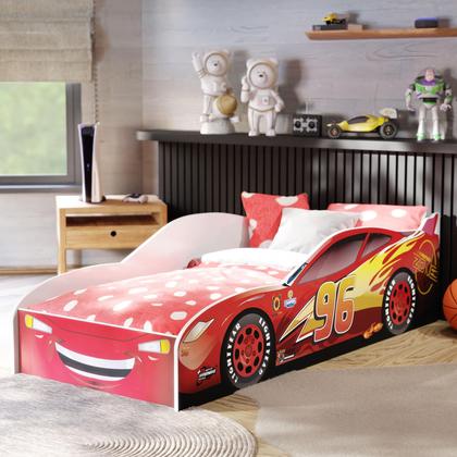 Imagem de Cama Infantil Carros Montessoriana em MDF Com Colchão e Grades para Quarto de Menino