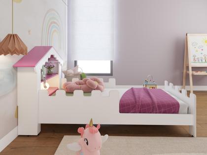 Imagem de Cama Infantil Casa Magia Quarto Montessori Princesa Meninas Docel Baby Brinquedos Castelo Com Colchão