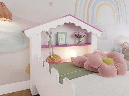 Imagem de Cama Infantil Casa Magia Quarto Montessori Princesa Meninas Docel Baby Brinquedos Castelo Com Colchão