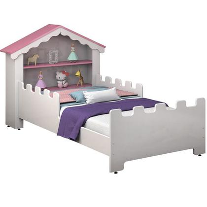 Imagem de Cama Infantil Casa Princesa Rosa Menina Com Colchão Menino Casinha Grade Elegante Cercado Solteiro Crianças Caminha Boneca Cabana Resistente Bebê